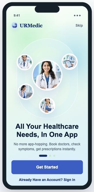 UrMedic onboarding care hub screen