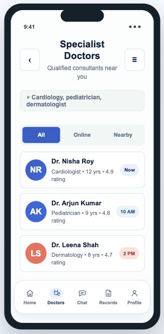 UrMedic find specialists screen